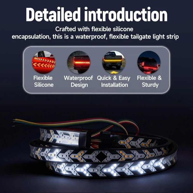 LED Tailgate Light Bar Sequential Turn Signals IP67 Waterproof