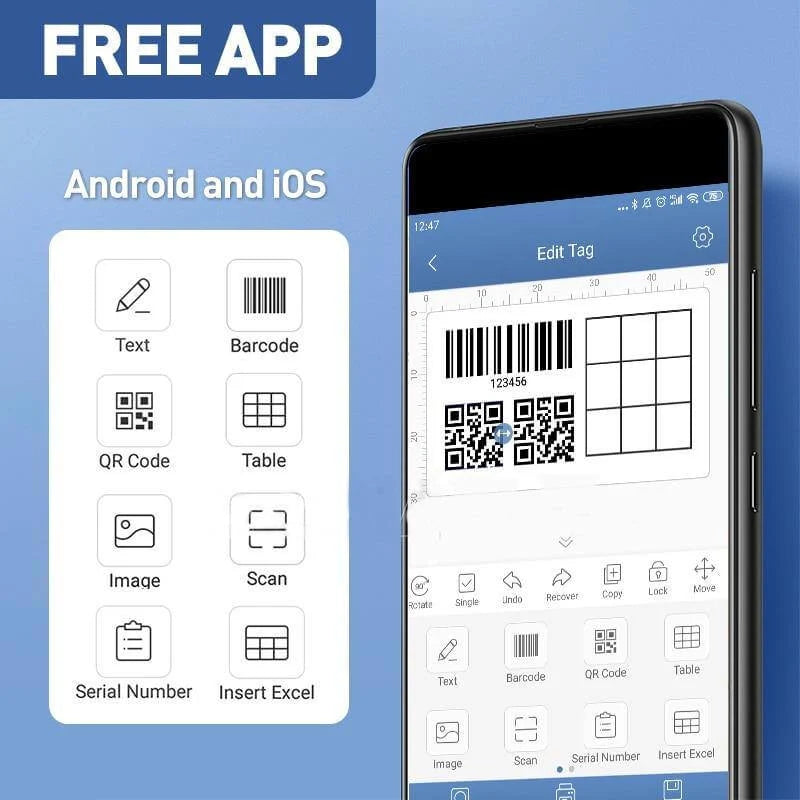 Label Printer Portable Wireless Bluetooth Inkless Thermal Printing