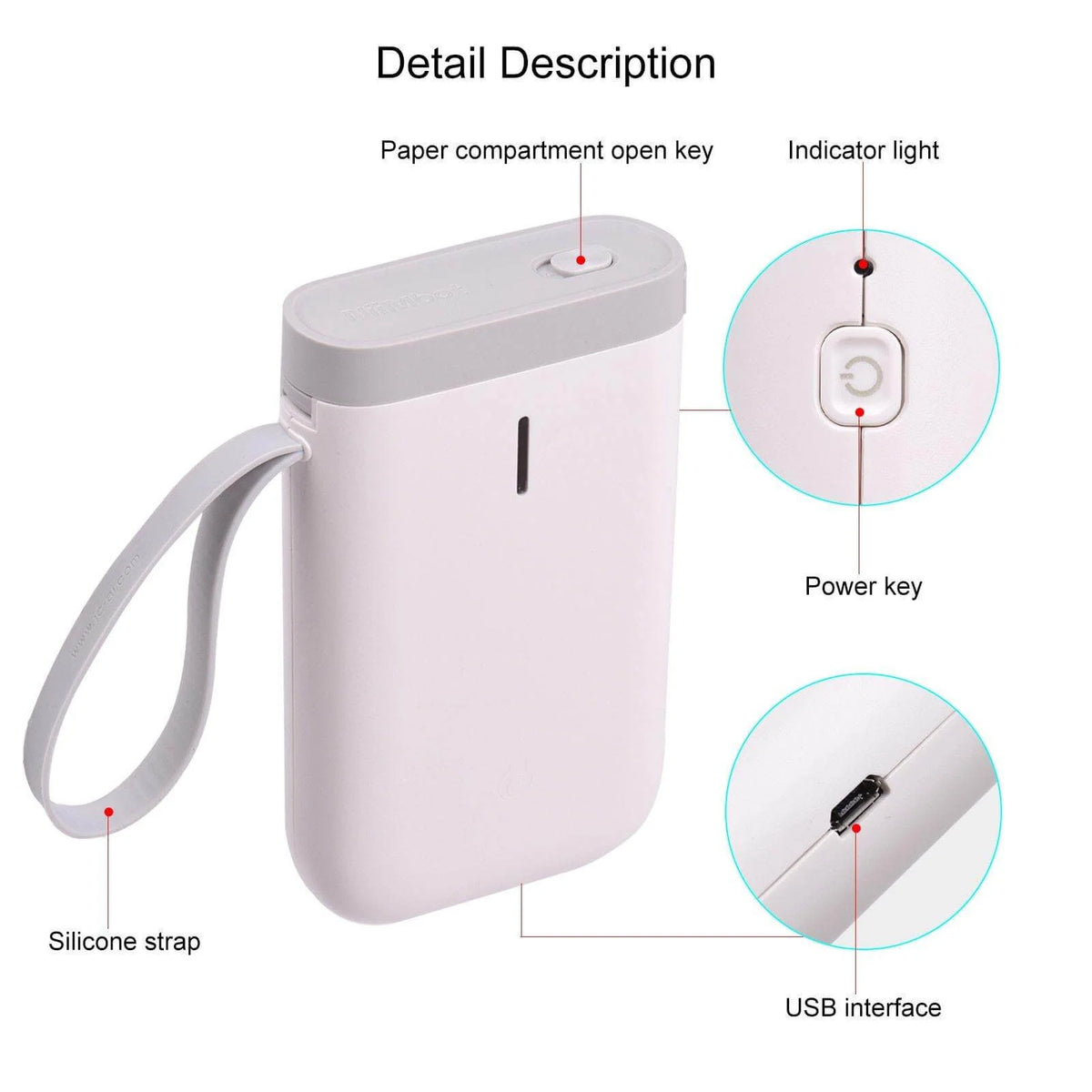 Label Printer Portable Wireless Bluetooth Inkless Thermal Printing