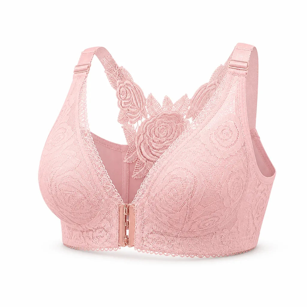 Lace Bra Front Closure Wire-Free Lift