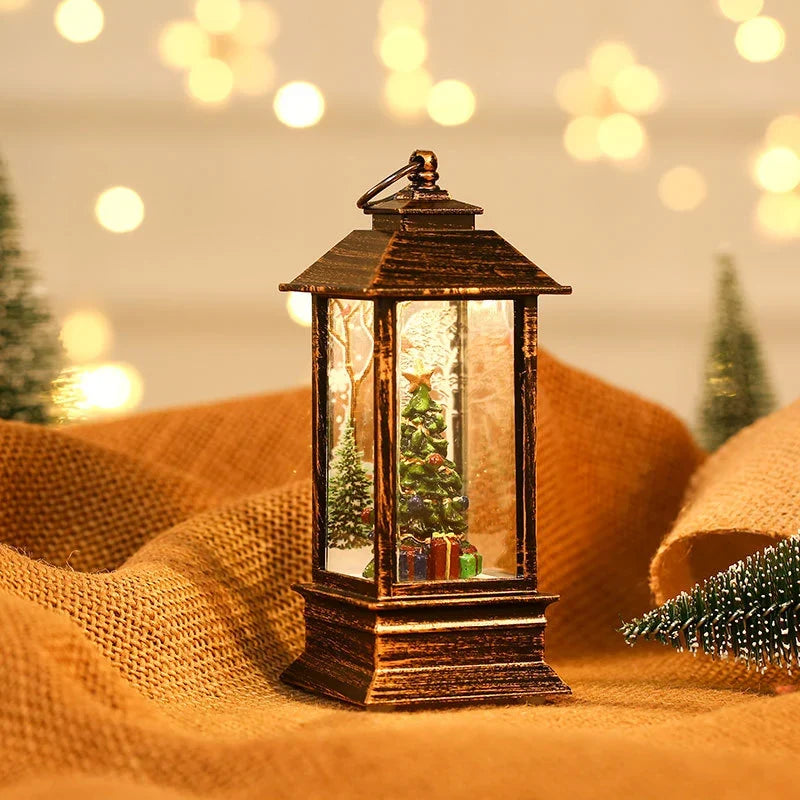 Lantern Snowman & Tree Glitter LED Battery Operated