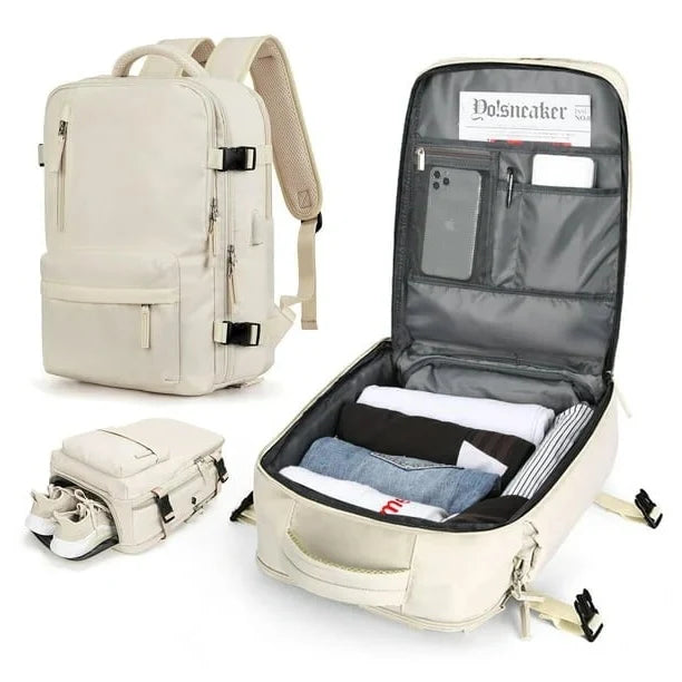 Laptop Backpack Water-Repellent Hidden Anti-Theft Pocket & USB Port