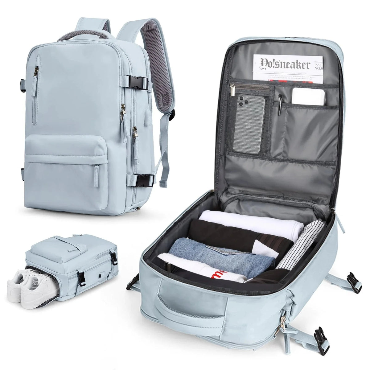 Laptop Backpack Water-Repellent Hidden Anti-Theft Pocket & USB Port