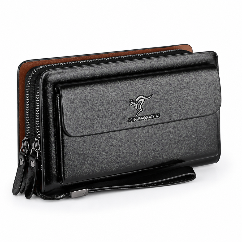 Large-Capacity PU Leather Clutch Wallet (14 Card Slots)