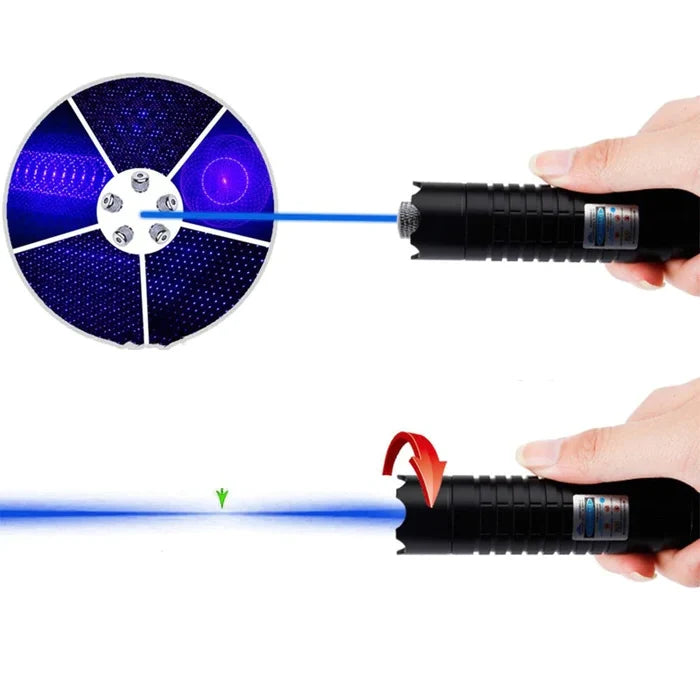 Laser Flashlight Blue Adjustable Focus Fire Starter