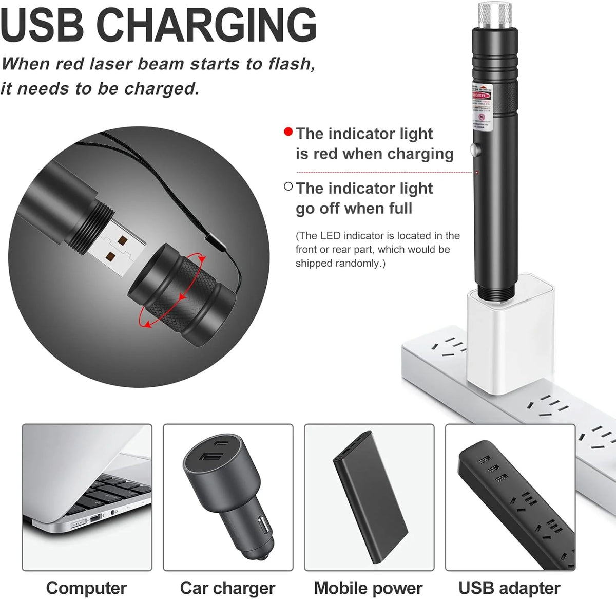 Laser Pointer Long-Range Starry & Focused USB Rechargeable