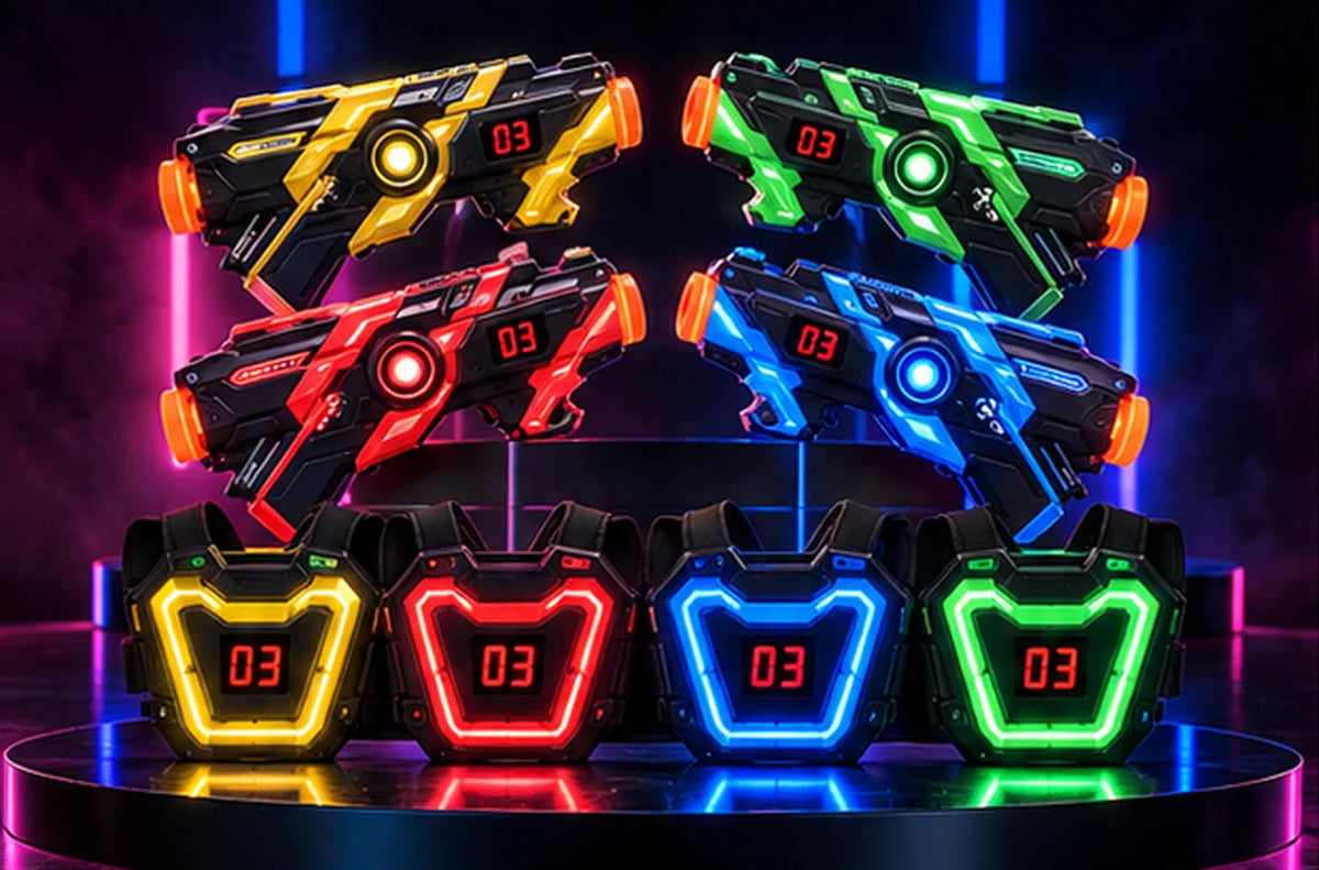 Laser Tag Set Infrared Blasters Illuminated Targets Sound & Vibration Feedback