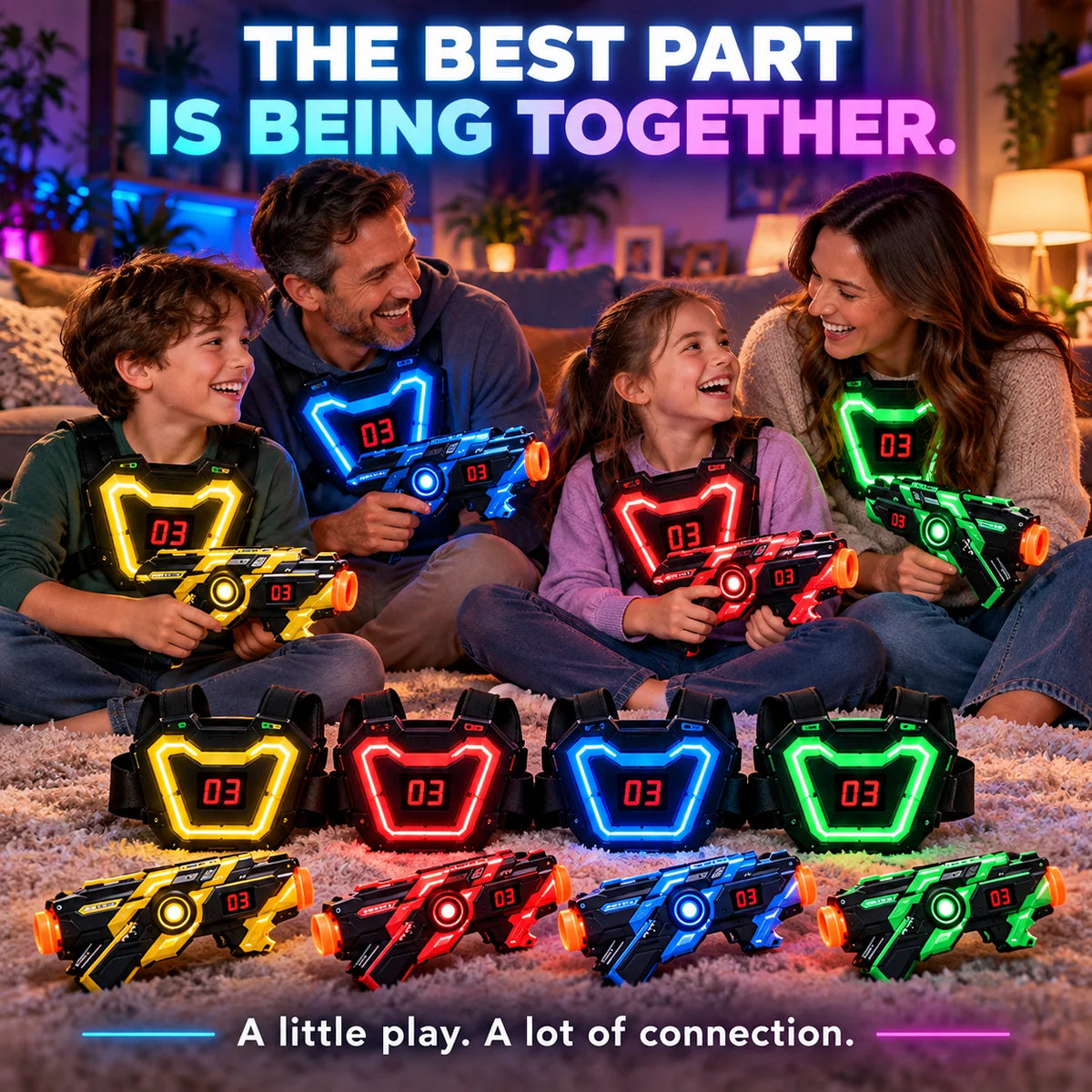 Laser Tag Set Infrared Blasters Illuminated Targets Sound & Vibration Feedback