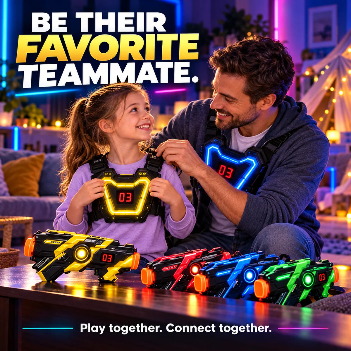 Laser Tag Set Infrared Blasters Illuminated Targets Sound & Vibration Feedback