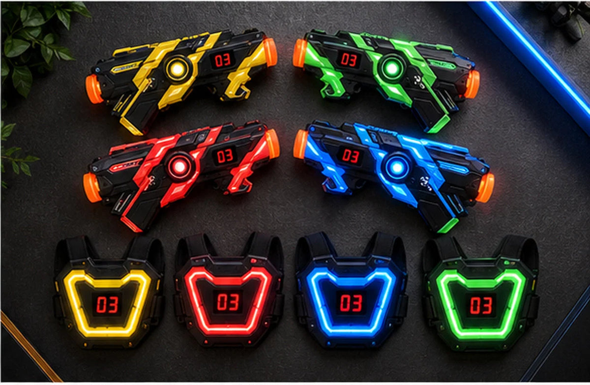 Laser Tag Set Infrared Blasters Illuminated Targets Sound & Vibration Feedback