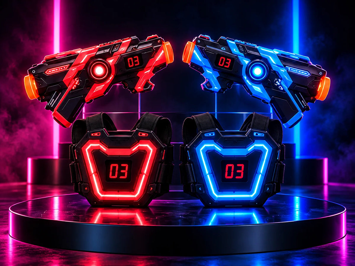 Laser Tag Set Infrared Blasters Illuminated Targets Sound & Vibration Feedback