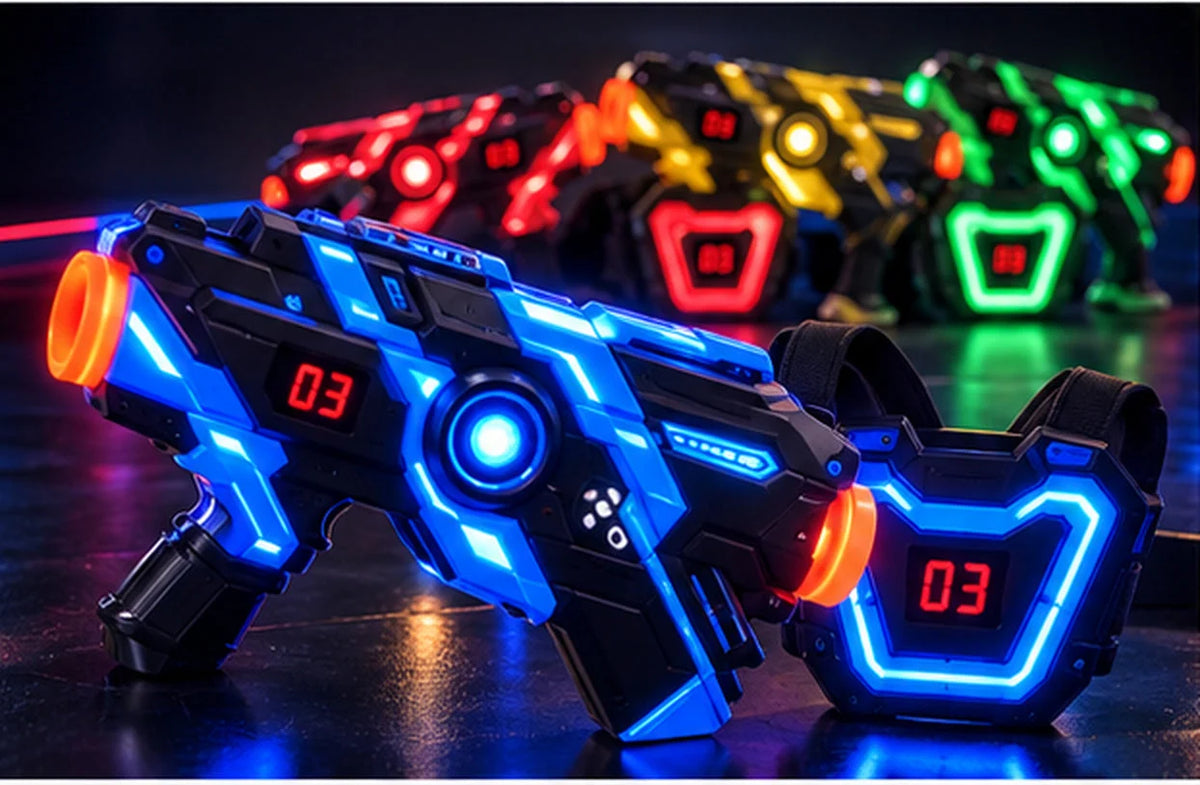Laser Tag Set Infrared Blasters Illuminated Targets Sound & Vibration Feedback