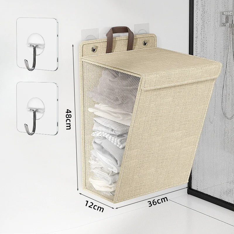 Laundry Basket Fold-Flat Door & Wall Mounting