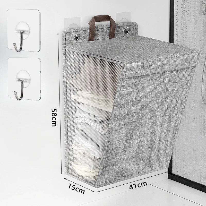 Laundry Basket Fold-Flat Door & Wall Mounting