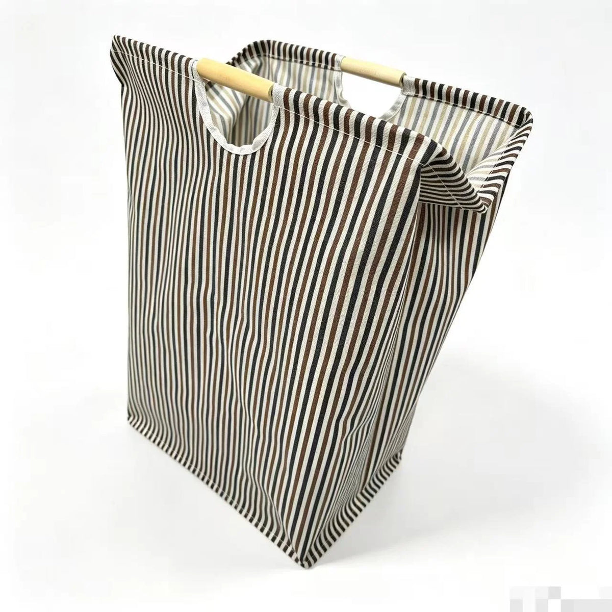 Laundry Basket Foldable Cotton-Linen Wooden Handles