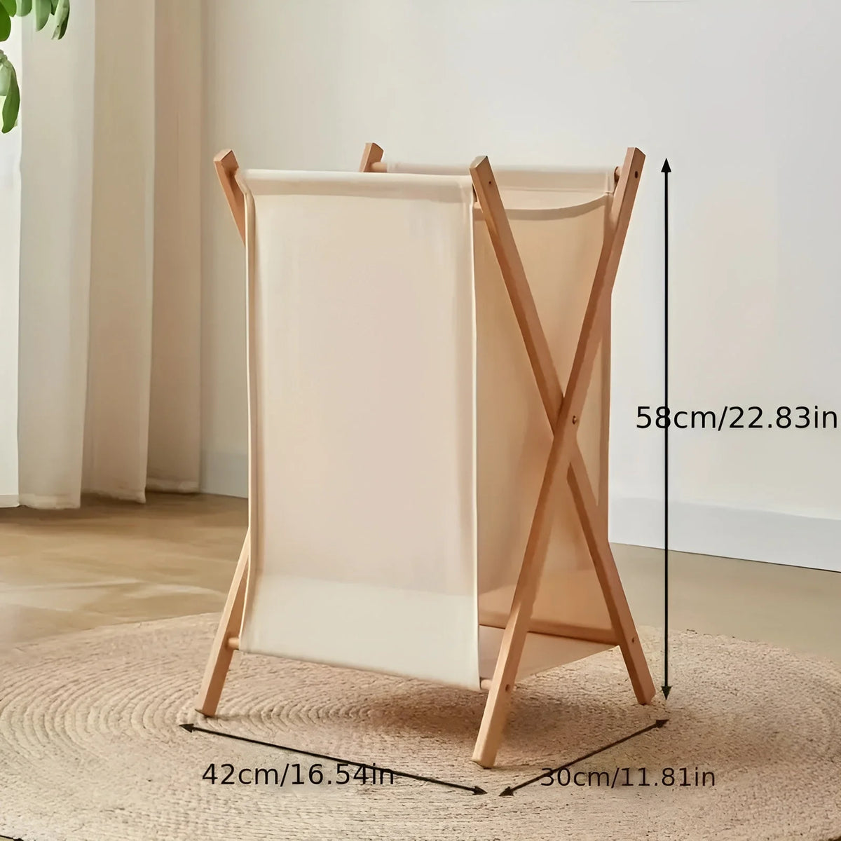 Laundry Basket Foldable Solid Wood Ventilated