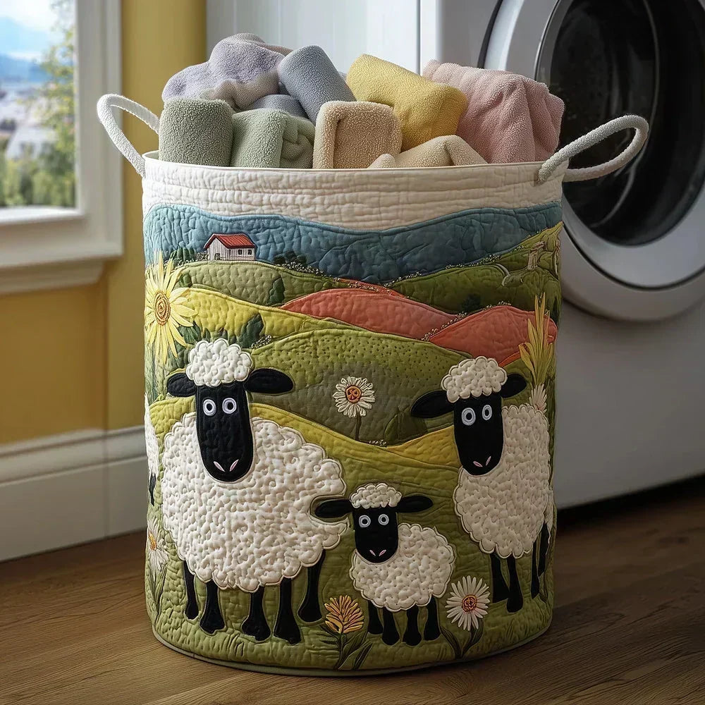 Laundry Basket Hand-Quilted Appliqué Reinforced Handles 15.9-Gallon Capacity