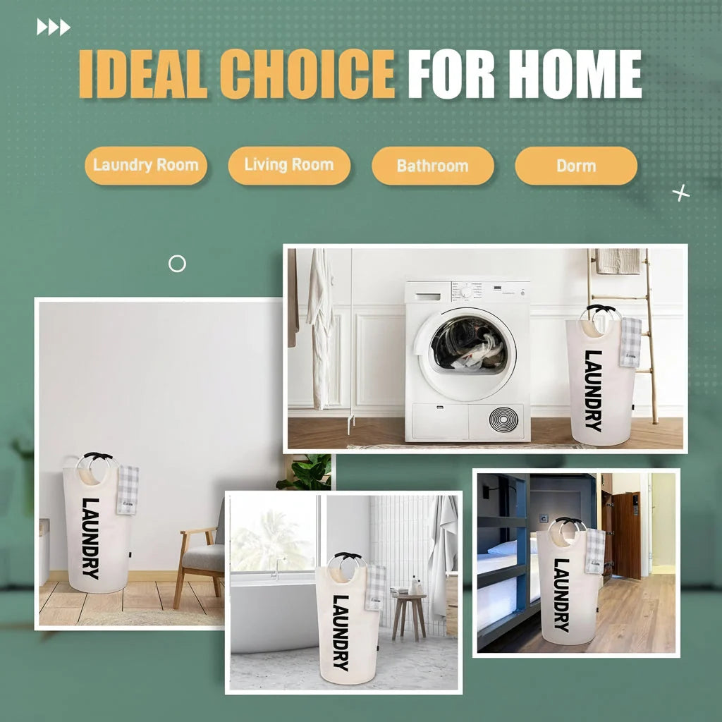 Laundry Hamper Large Foldable Waterproof Lining Reinforced Handles