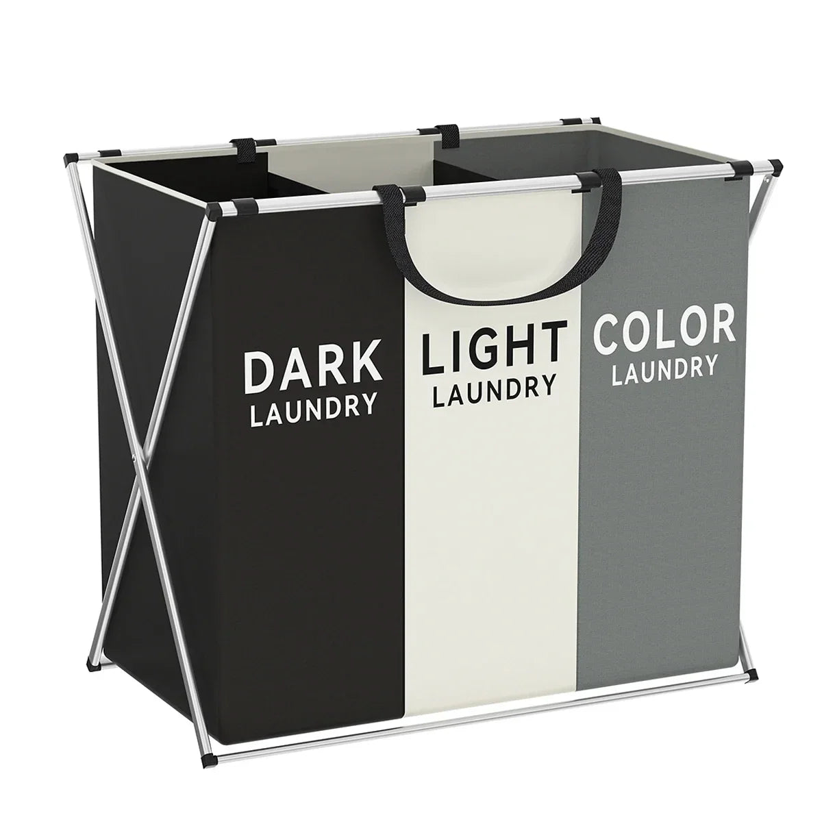 Laundry Hamper Multi-Section Lift-Out Bags & Fold-Flat Frame
