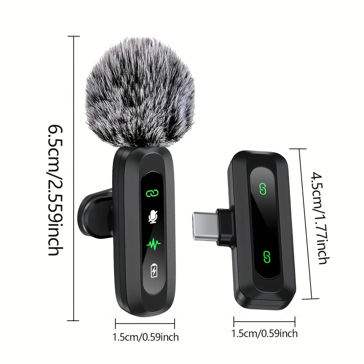 Lavalier Microphone Wireless USB-C With Wind Cap