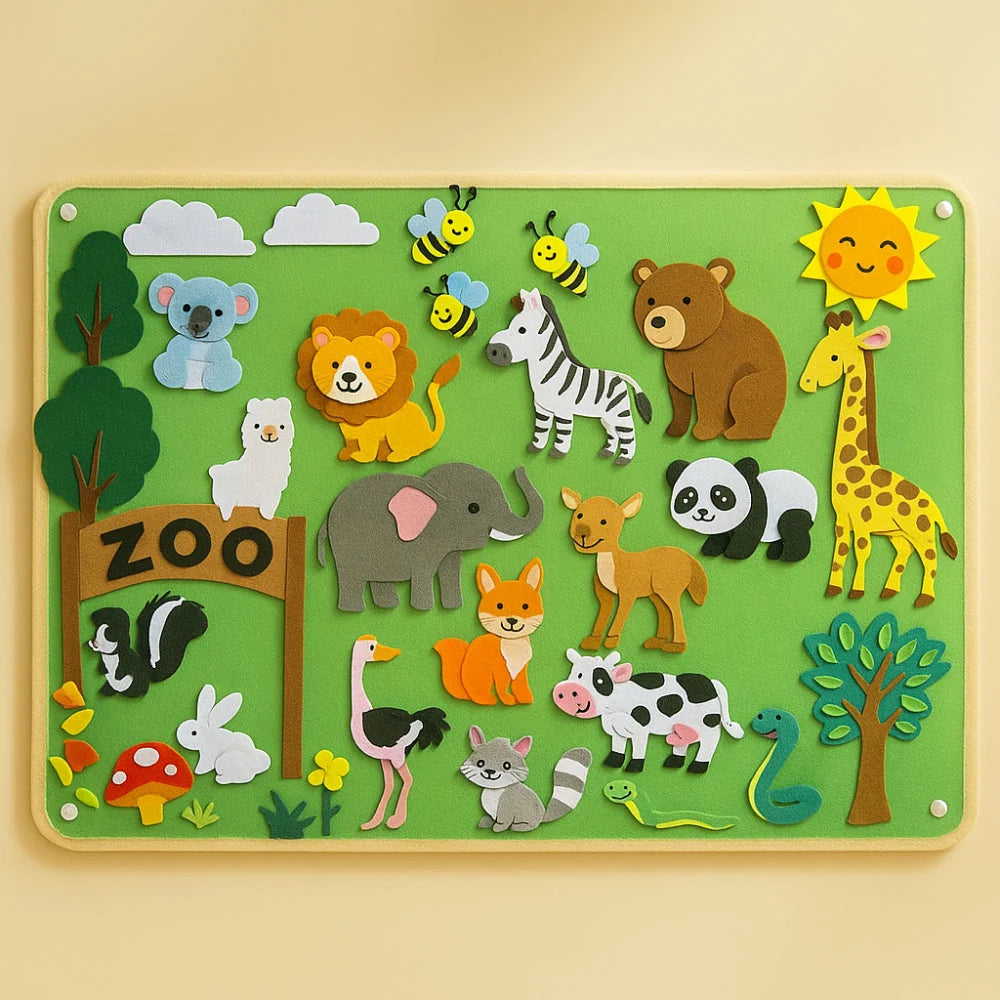 Learning Board Reusable Felt Wall-Mountable & Storage Pouch