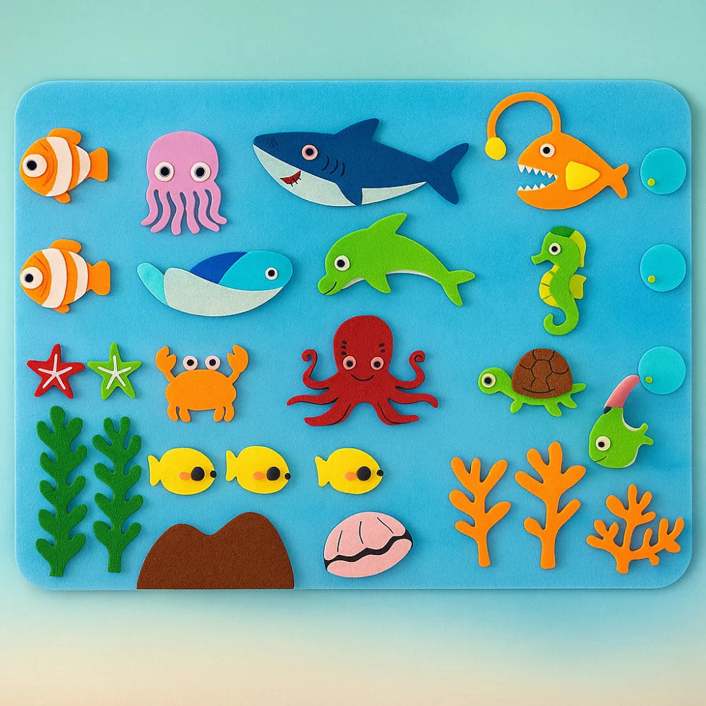 Learning Board Reusable Felt Wall-Mountable & Storage Pouch