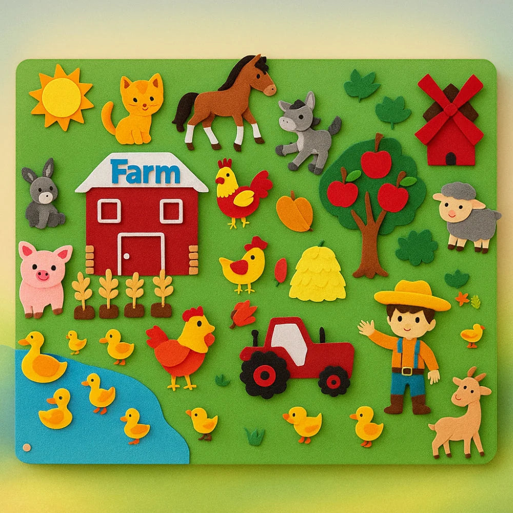 Learning Board Reusable Felt Wall-Mountable & Storage Pouch