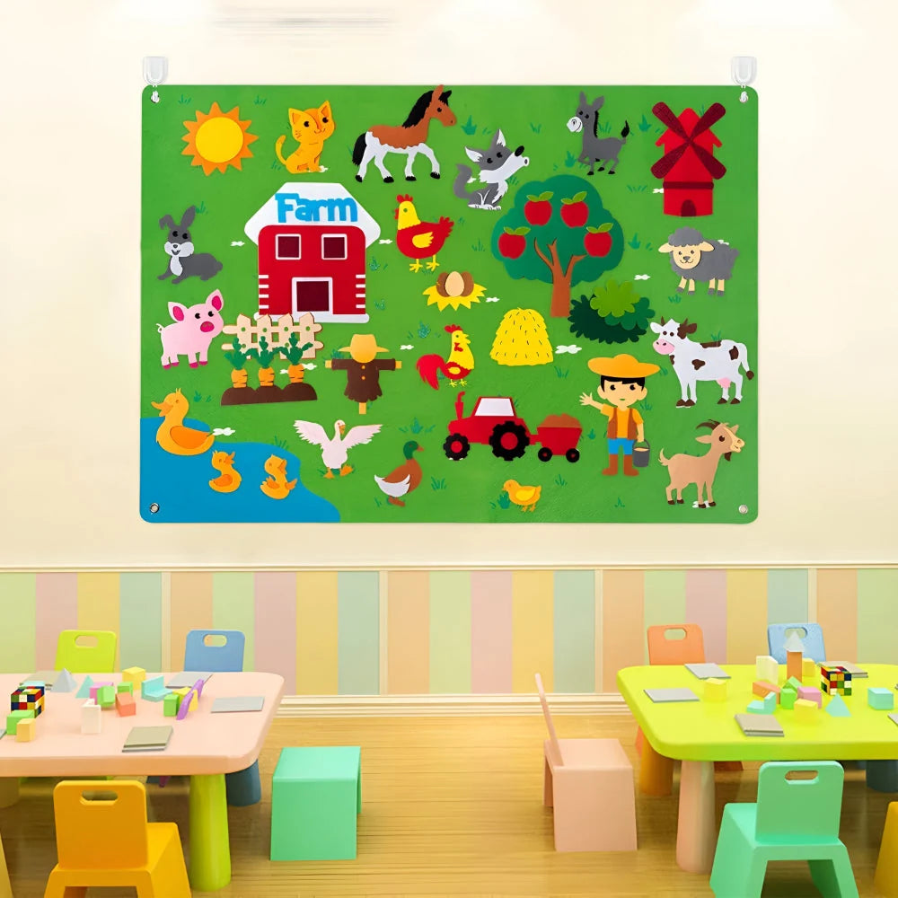 Learning Board Reusable Felt Wall-Mountable & Storage Pouch