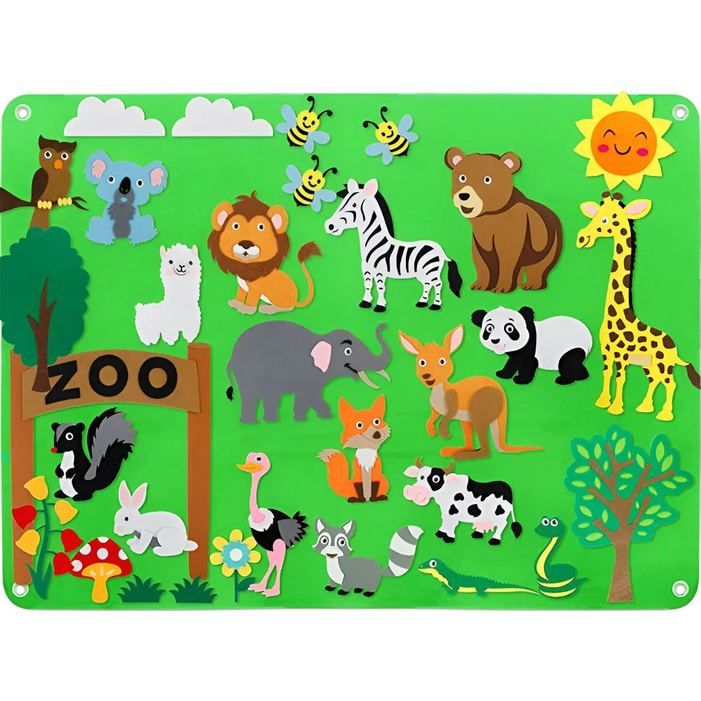 Learning Board Reusable Felt Wall-Mountable & Storage Pouch
