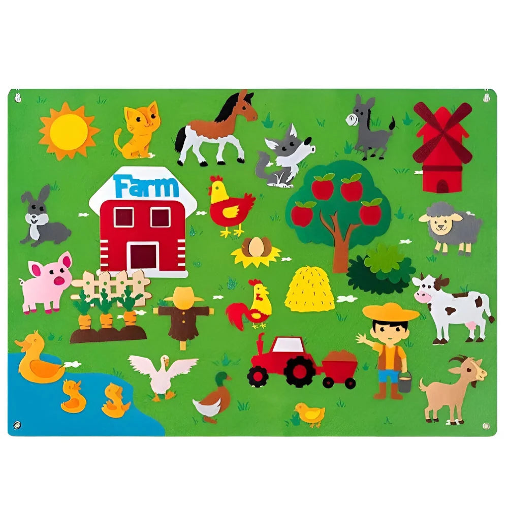 Learning Board Reusable Felt Wall-Mountable & Storage Pouch