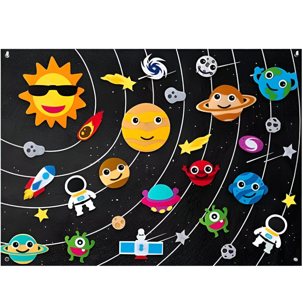 Learning Board Reusable Felt Wall-Mountable & Storage Pouch