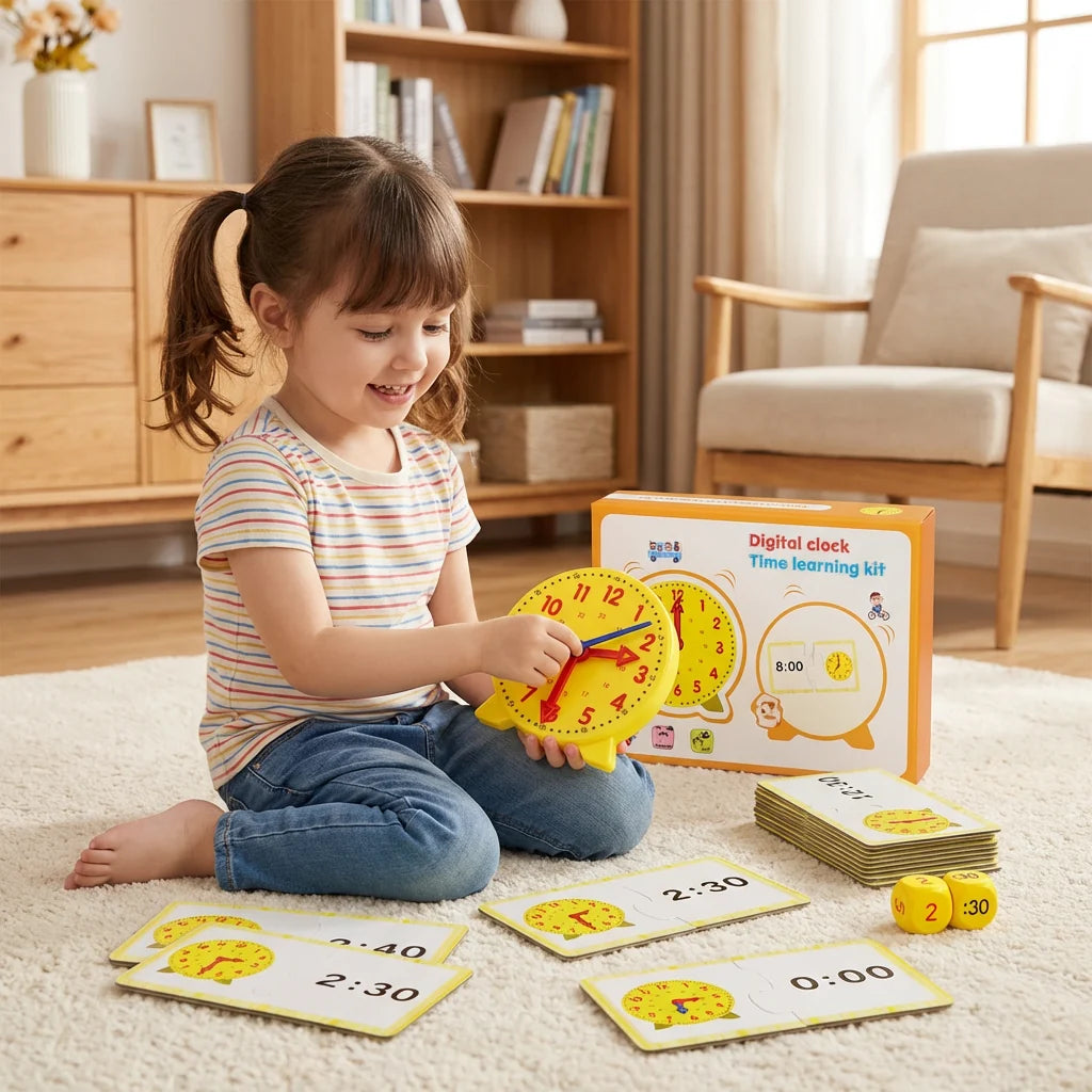 Learning Clock Movable Hands Dice & Matching Cards