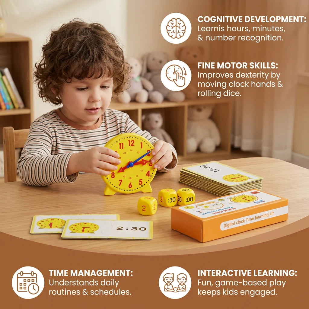 Learning Clock Movable Hands Dice & Matching Cards