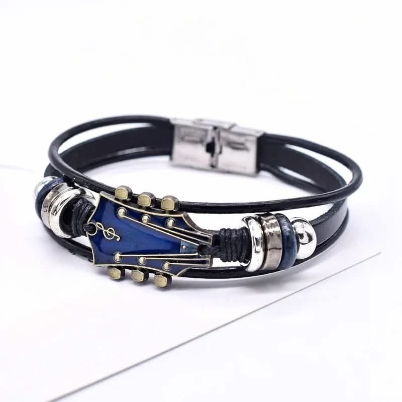 Leather Bracelet Guitar-Inspired Adjustable Fit