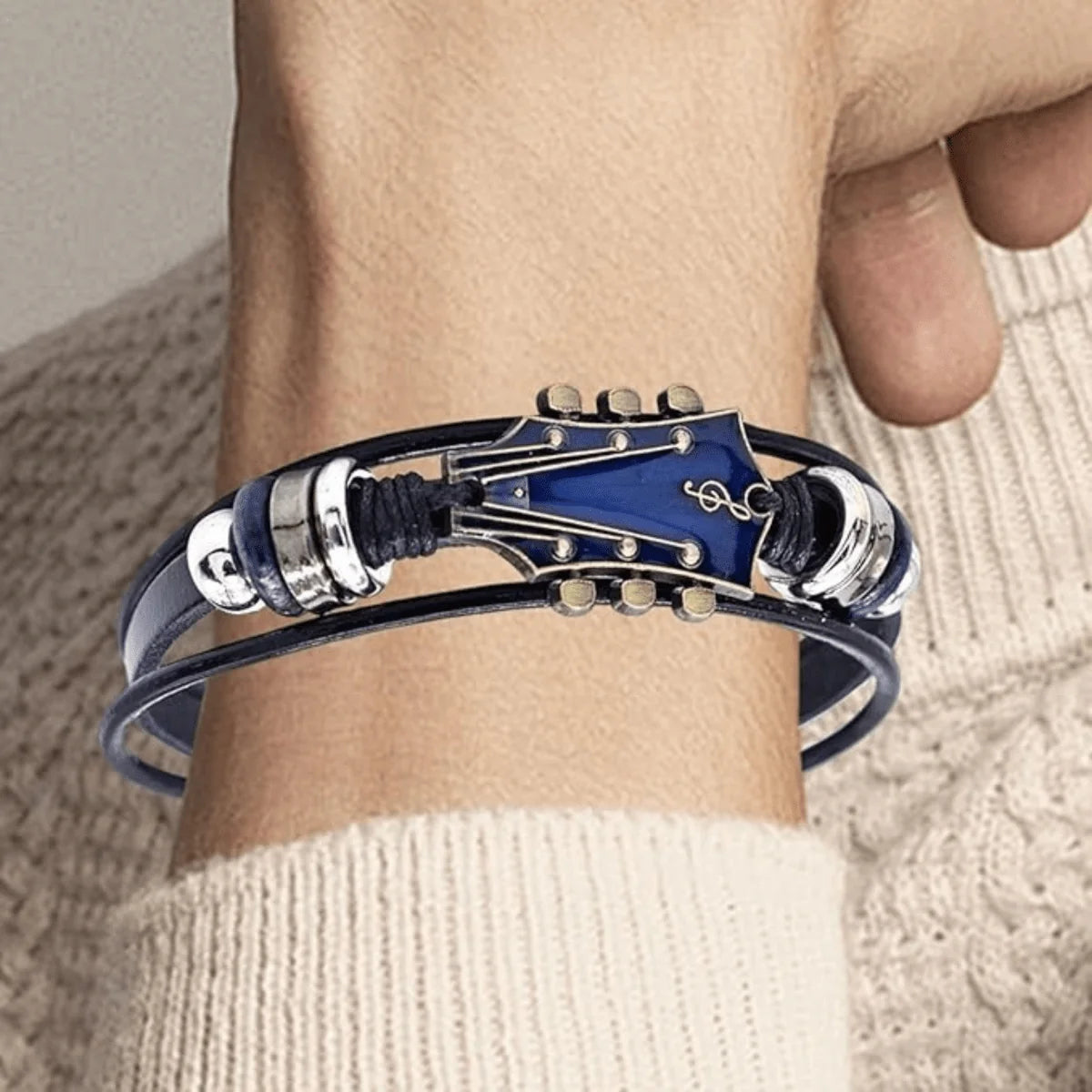 Leather Bracelet Guitar-Inspired Adjustable Fit