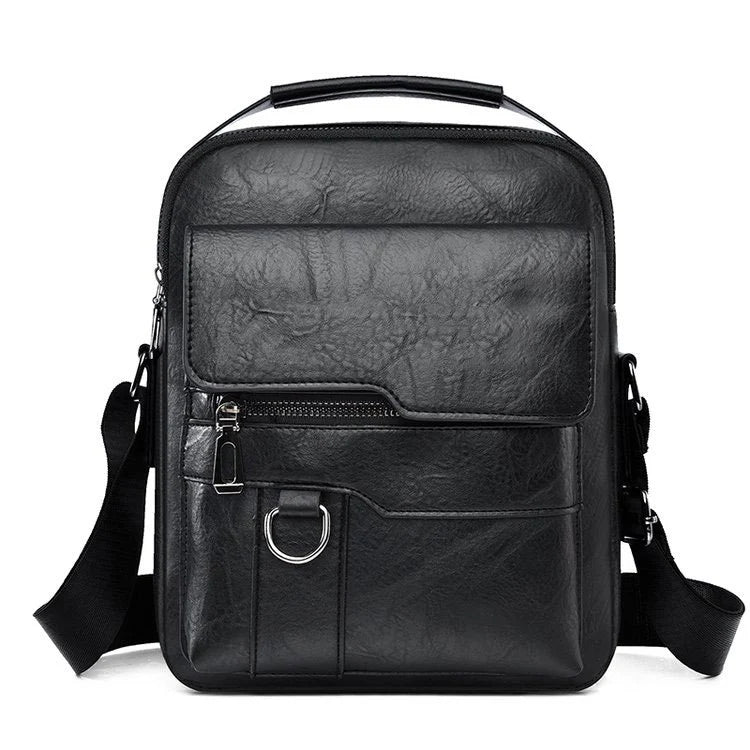 Leather Crossbody Messenger Bag Adjustable Strap Multiple Compartments