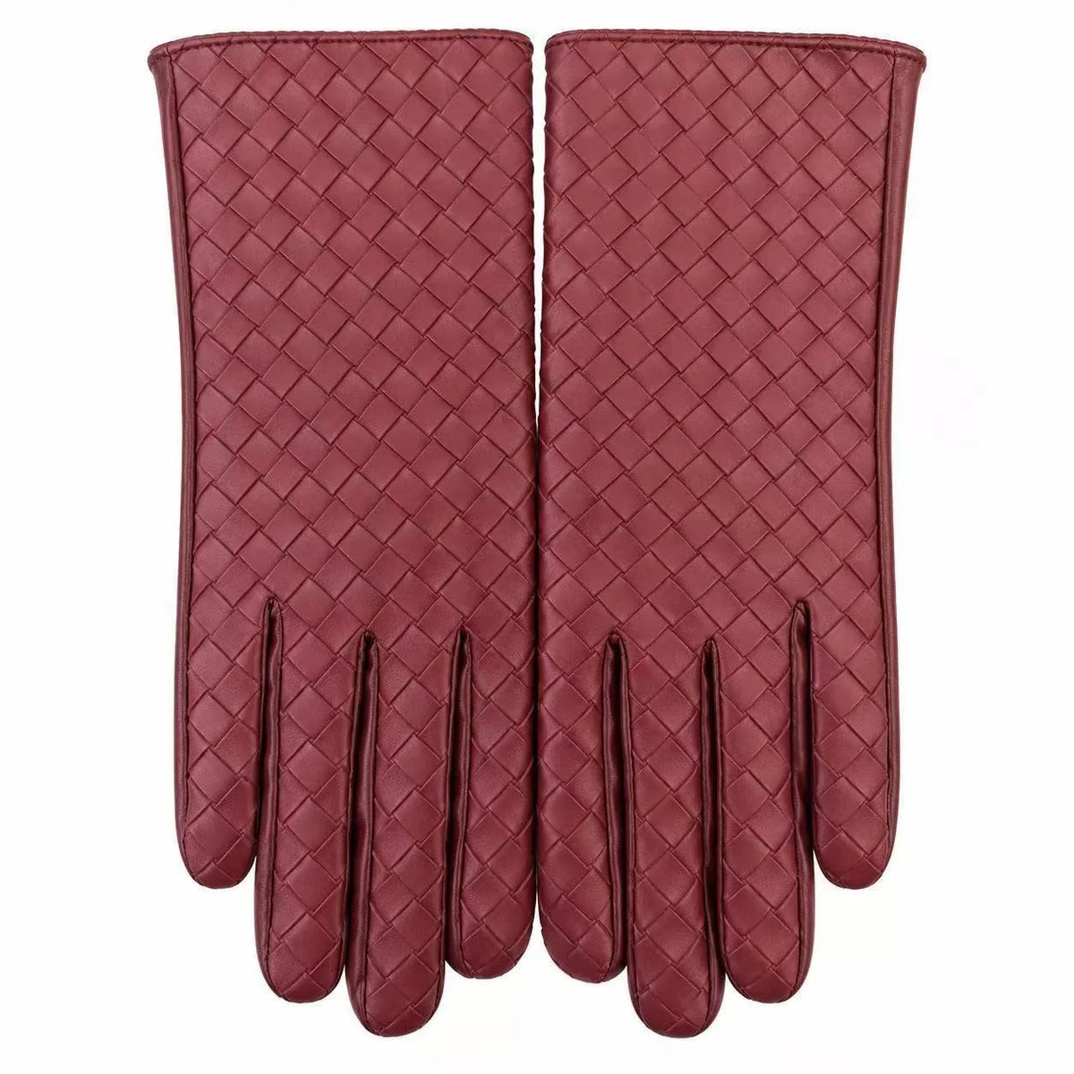 Leather Gloves Woven Leather Soft Lined Textured Grip