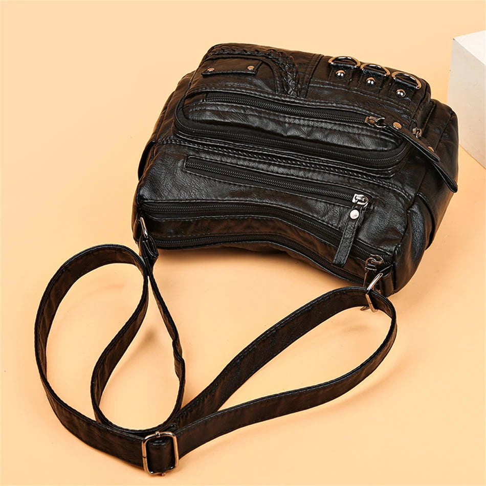 Leather Handbag Spacious Interior With Pockets, Hand & Shoulder Carry