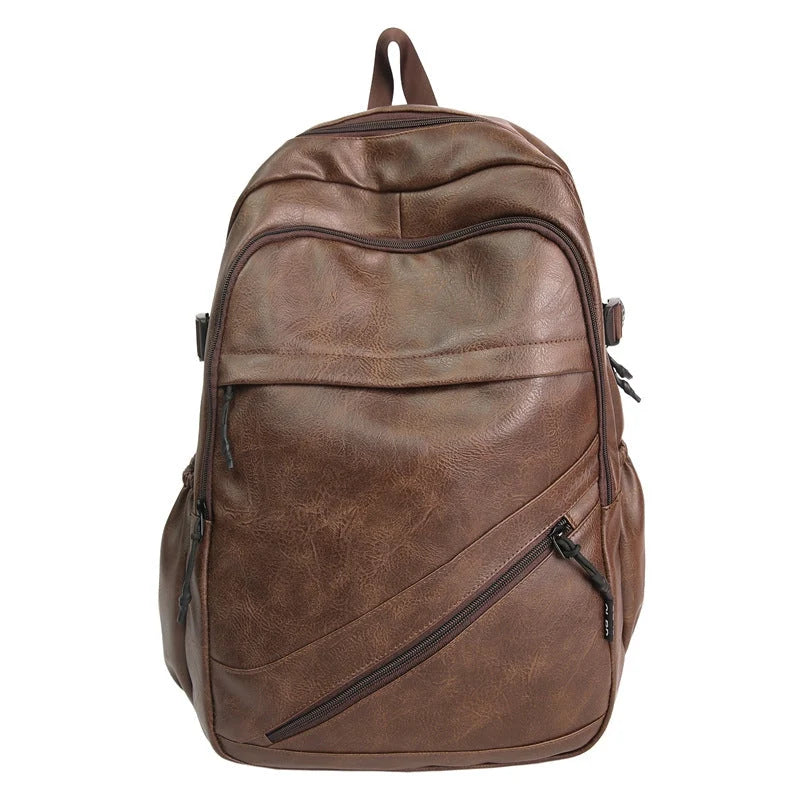 Leather Laptop Backpack Multiple Compartments Padded Straps & Cushioned Back