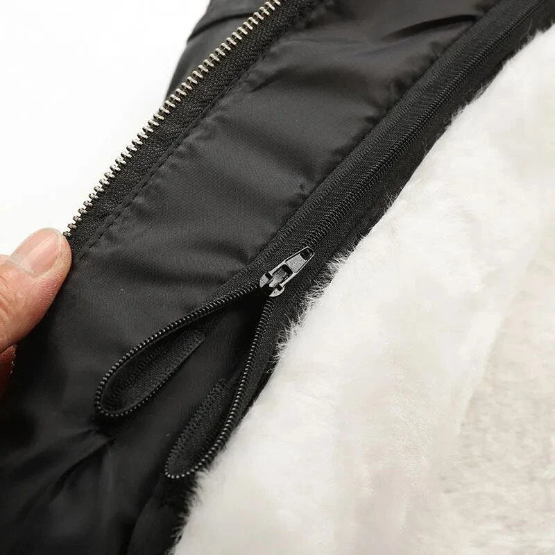 Leather Vest Cashmere Lined Sleeveless Zip-Up