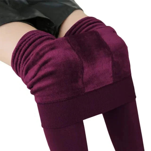Leggings Brushed Fleece Lined High-Rise Waist & Four-Way Stretch