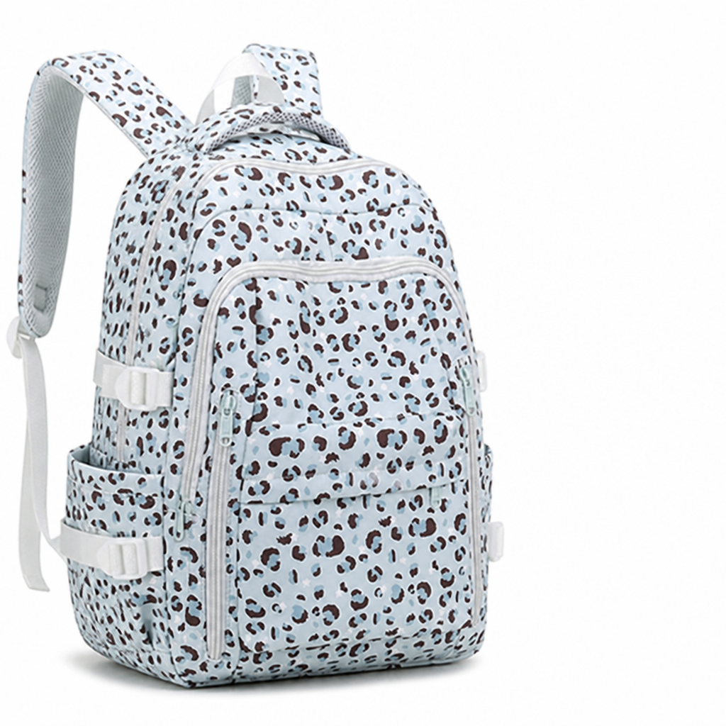 Leopard Print Multi-Compartment School Backpack (Adjustable Padded Straps)