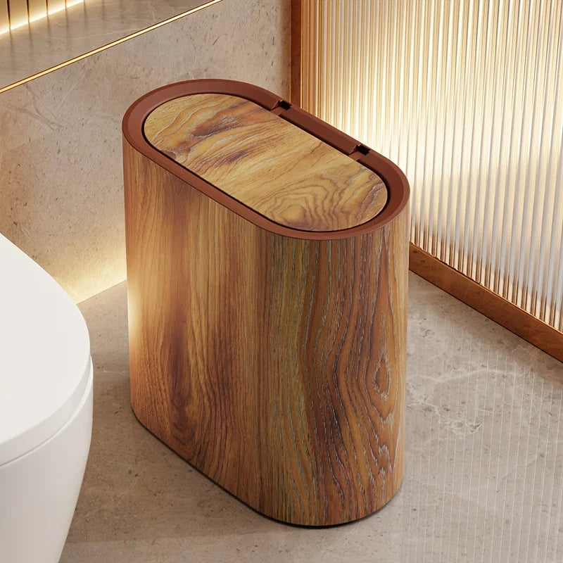 Lidded Bathroom Bin Marble-Effect Flush-Fitting Lid