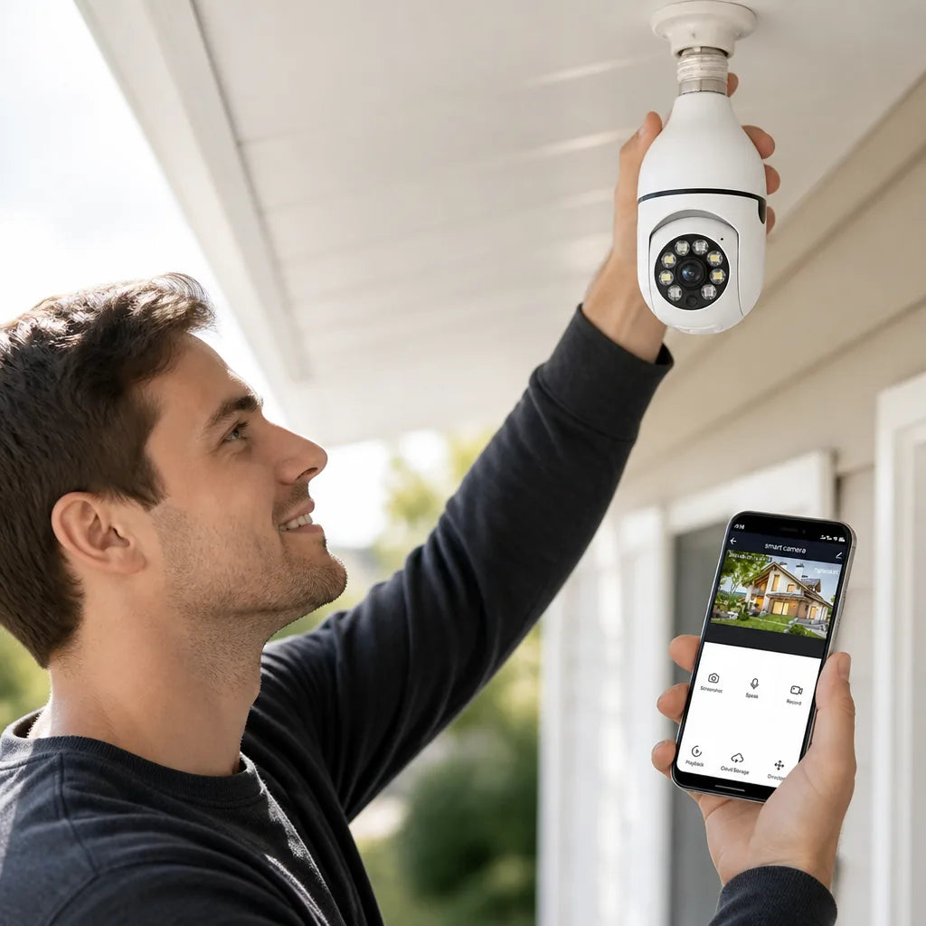 Light Bulb Security Camera 360° Panoramic Full HD Night Vision