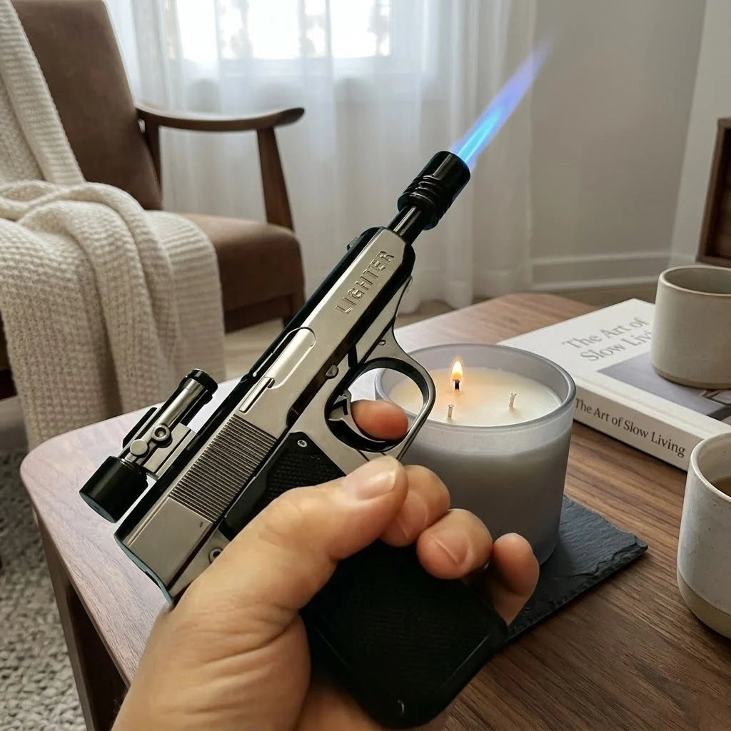 Lighter Gun-Shaped Windproof Blue Jet Flame Refillable