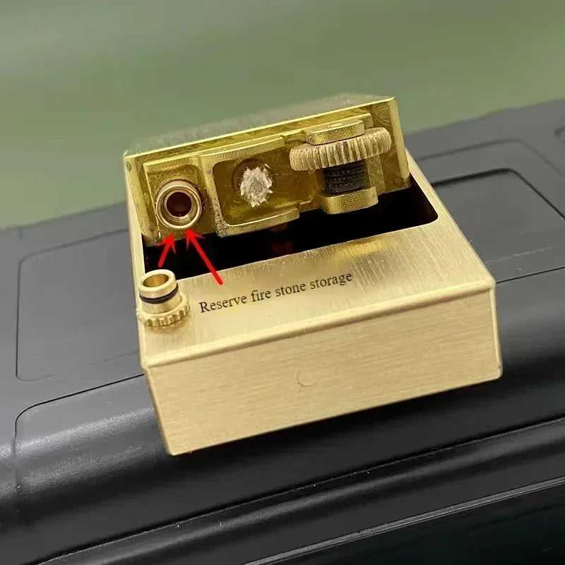 Lighter Solid Brass Windproof Refillable Kerosene-Style Sliding Design