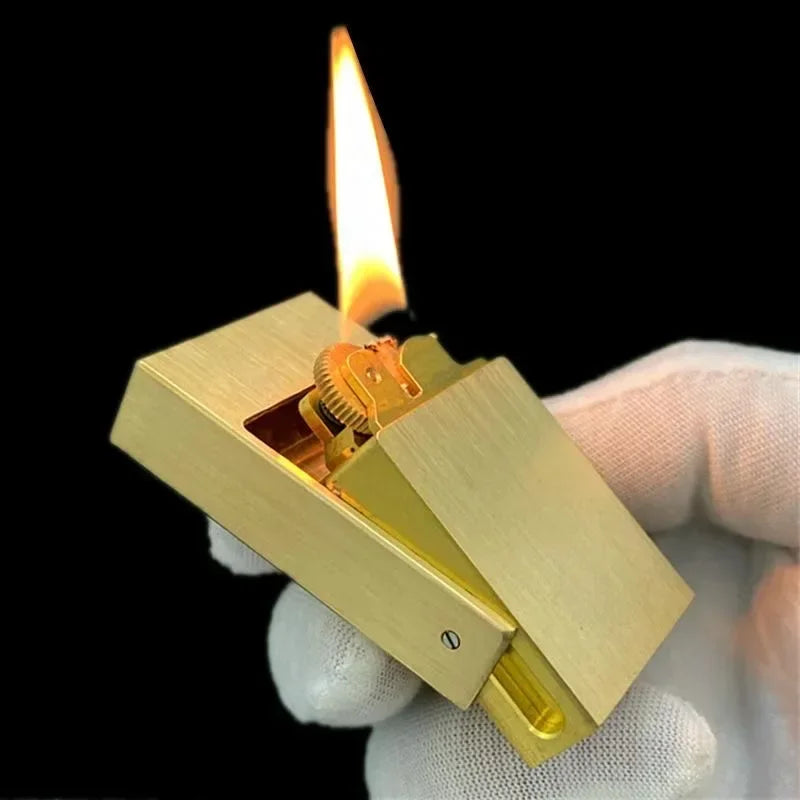Lighter Solid Brass Windproof Refillable Kerosene-Style Sliding Design