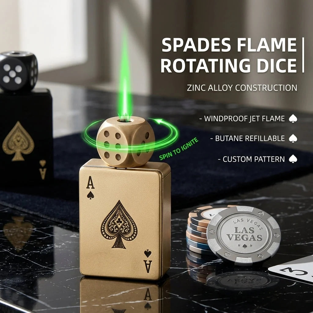 Lighter Wind-Resistant Jet Flame Rotating Dice Top