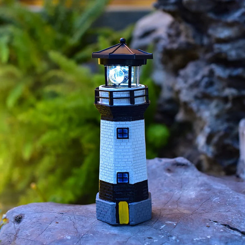 Lighthouse Garden Light Solar-Powered Rotating LED Beacon