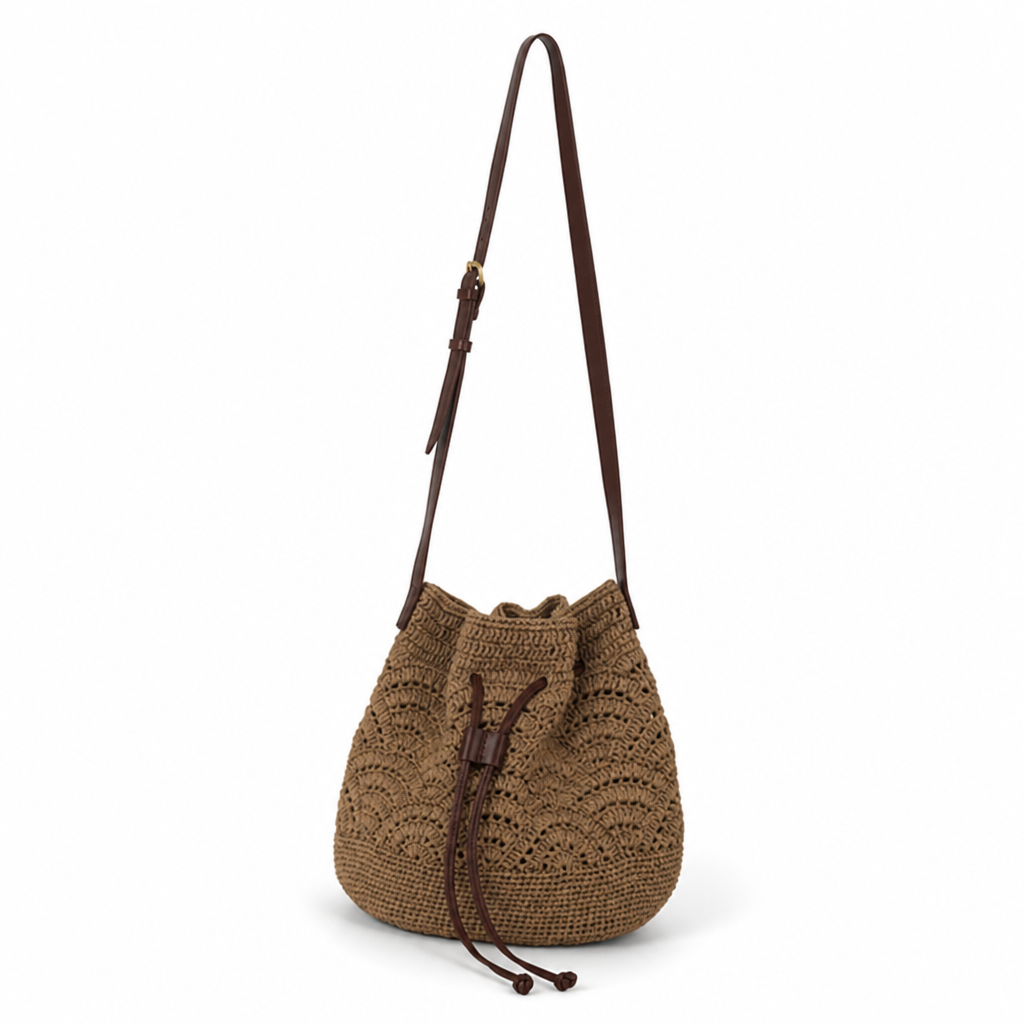 Lightweight Cotton Crochet Shoulder Bag (Adjustable Strap)